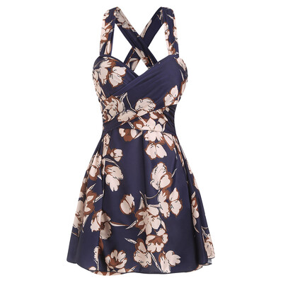 

Floral Print Criss Cross One Piece Swimsuit