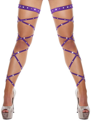 

Sexy Womens Thigh Leg Wraps Strap Bandage Stretchy Crystal Rave Dance Clubwear