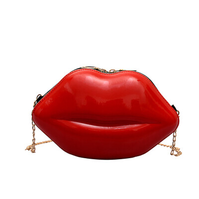 

Sexy Lips Shaped Shoulder Bag Women PU Leather Chain Handbag Purse Clutch Bags Small Crossbody Bag Bolsa T20