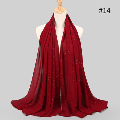 

New high quality pearl chiffon inlay bit towel spring&summer long section Muslim woman hijab scarf