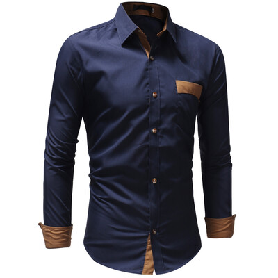 

Men\s Casual Fashion Solid Color Long Sleeve Shirt