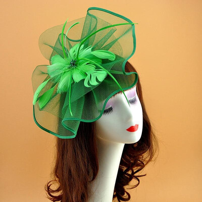 

Women Fascinator Hat Feather Mesh Net Veil Party Hat Flower Derby Hat Headwear with Clip&Hairband