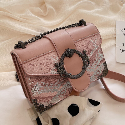 

Fashionable personality hardware small square bag2019 Korean womens single-shoulder retro-chain retro-chain&autumn&win