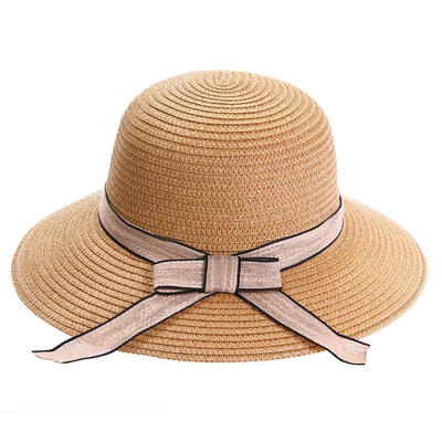 

Summer Straw Women Ribbon Bowknot Brimmed Panama Hat Beach Boater Sun Hats