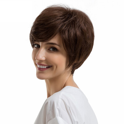 

〖Follure〗Natural Women Short Texture BrownHair Wigs Slight Wig Human Hair Female Wigs