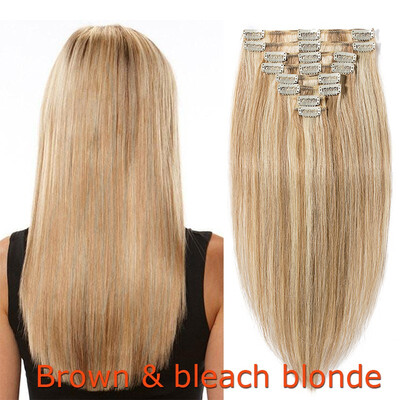 

100 Human Hair Real Thick Women Girls Long Straight Full Head Hair Extension Clip In Hair Extension