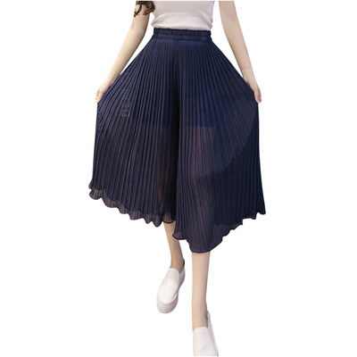 

Fashion Womens High Waist Casual Stretch Pants Wide Leg Solid Pleated Trousers