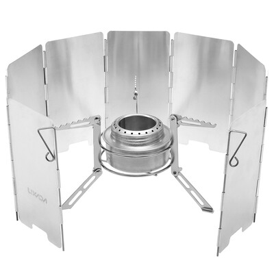 

Mini Aluminum Alloy Alcoho Stove with Lid Stainless Steel Stove Stand Rack Windscreen Wind Shield Outdoor Camping Hiking Backpacki
