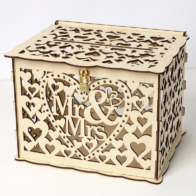 

Wedding Card Box with Lock Rustic Wood Gift Box Card Holder for Wedding Anniversary Reception Baby Shower Party