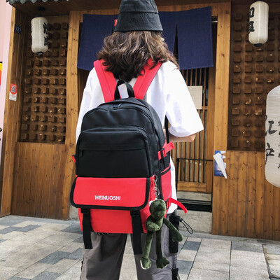 

Ins style schoolbag female Korean version of high school computer backpack college students large capacity trendy male double shou