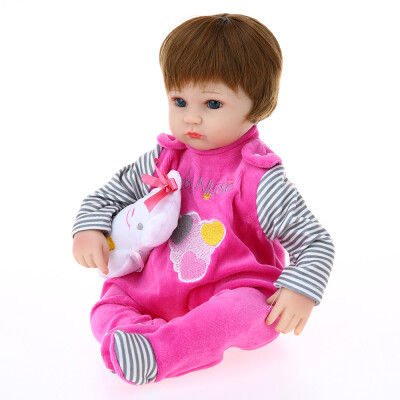 

16inch 41cm Silicone PP Filling Reborn Toddler Baby Doll Girl Body Boneca With Clothes Blue Eyes Lifelike Cute Gifts Toy