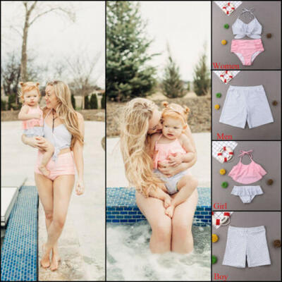 

Family Matching Swimwear Mother Father Daughter Son Bikini Bathing Suit Swimsuit