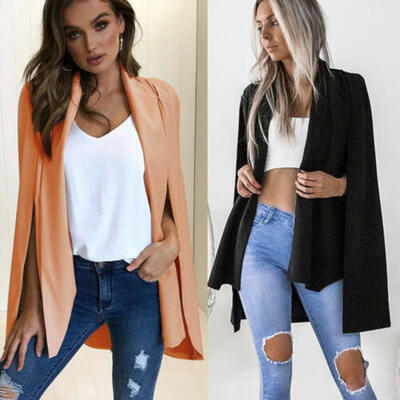 

Women Long Poncho Cape Coat Jacket Blazer Suit Shawl Cloak Cardigan Outwear Coat