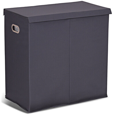 

Double Laundry Hamper Storage Collapsible Basket Cothes Organizer-Gray