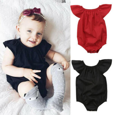 

Newborn Baby Girls Ruffle Short Sleeve Romper Jumpsuit Bodysuit Clothes Outfits
