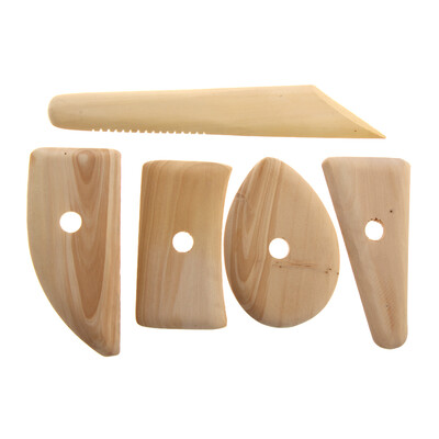 5 Pcs Wood Pottery Clay Sculpture Ceramics Molding Tool Potters Rib