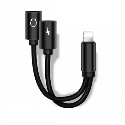 

2 in 1 Dual Head Audio Charger Splitter 8 Pin USB Adapter