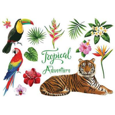 

Tropical Tiger PVC Waterproof DIY Wall Stickers Removable Decal Home Decor