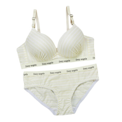 

Women Underwear Intimates Cotton Comfortable Bra Set Striped Bra&Panty Set