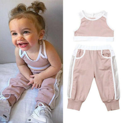 

Summer Newborn Infant Baby Girl Clothes Tops Vest Long Pants Outfits Set 2PCS