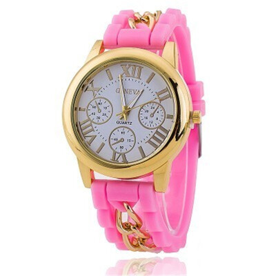 

GENEV Geneva Silicone Romanface fake three-eye mens chain watch