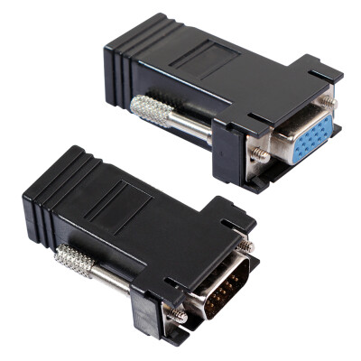 

VGA Extender FemaleMale to Lan Cat5 Cat5e6 RJ45 Ethernet Female Adapter