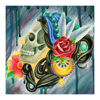 

5D DIY Full Drill Diamond Painting Skull Flower Cross Stitch Embroidery Kit