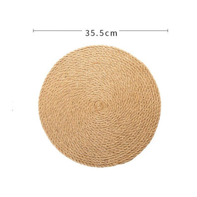 

Eco-friendly Flax Plaid Mats Placemats Heat-resistant Thread Straw Round Thick Pad Placemat for Restaurant Kitchen Dinner