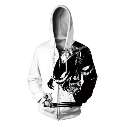 

Aowofs New Mens 3D Printed Zipper Hoodies Womens Hooded Sweater Suede Inside BLL025