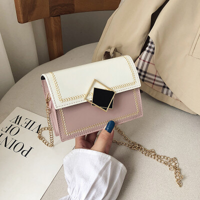 

Small fresh&simple temperament shoulder Messenger bag female 2019 new Korean fashion embroidery thread hit color wild chain bag