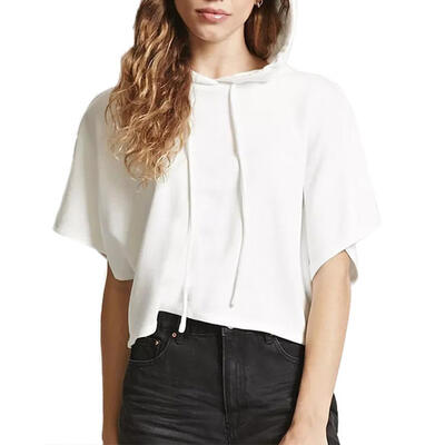 

Casual Women Short Sleeve Hoodies Lightweight Crop Tops Pullover Sweatshirt