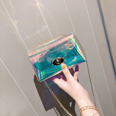 

Tailored Fashion Lady Solid Color Transparent Jelly Wild Shoulder Bag Messenger Bag