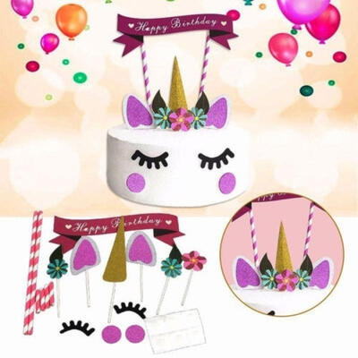 

1Pcs Horn Unicorn Cake Topper Birthday Candle Party Festival Decor