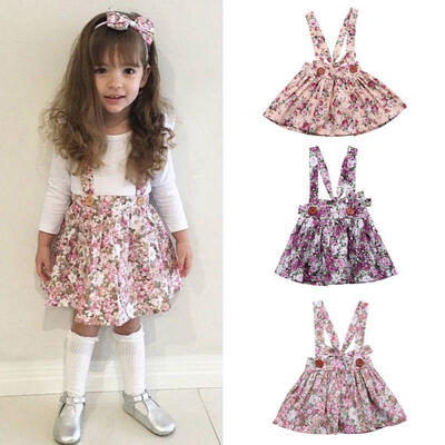 

Newborn Toddler Baby Girls Floral Party Princess Bib Strap Skirt Dress Outfits