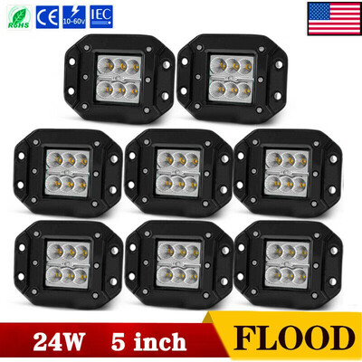 

8pcs 5inch Flush Mount Led Pods Lights Flood Reverse Bumper Driving for Jeep ATV 24W