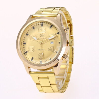 

New trend fashion mens watch digital calendar alloy steel belt quartz watch hot sale