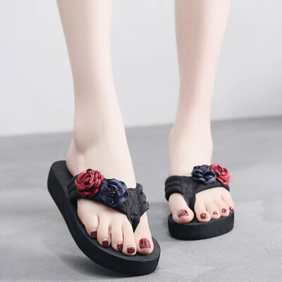 

Rose Summer Women Sandals Non-Slip Flip Flops Sandals Flat Beach Slippers Shoes