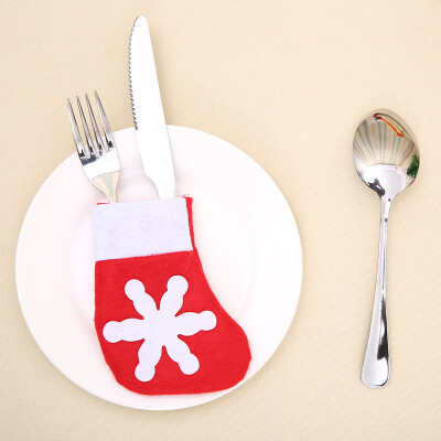 

1pc10Pcs Christmas Socks Knife And Fork Set Decorative Pendant Candy Gift Bag