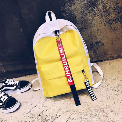 

fashion 2019 Women Lightweight Casual Zipper Color Letter Waterproof Backpack Daypack Travel Outdoor Work College Bag