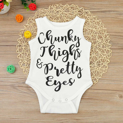 

Newborn Infant Baby Girl Boy Sleeveless Letter Romper Jumpsuit Outfits Clothes
