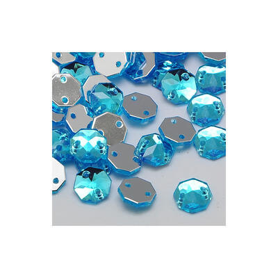

Sew on Rhinestone Taiwan Acrylic Rhinestone Two Holes Garments Accessories Faceted Octagon DeepSkyBlue 21x20x5mm Hole 1mm