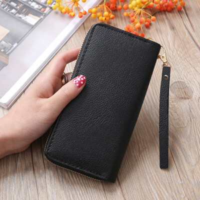 

Tailored Fashion Women Lichee Pattern Road Wallet Coin Bag Purse Phone Bag Black