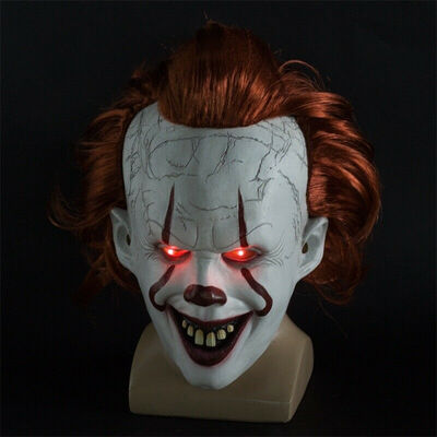 

Horror Clown Joker Mask LED Glowing eyes Clown Mask Halloween Cosplay Costume Props Party Mask