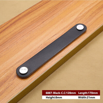 

JD Leather Handle Bag Handle Drawer Door Knob Brown Black Furniture Handle Hardware Decoration Zinc Alloy