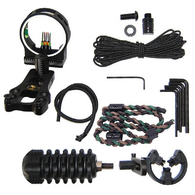 

5 Pin Bow Sight Archer Sight Kit with Sight Light Arrow Rest Stabilizer Sling Peep Sight Wrenches D Loop String