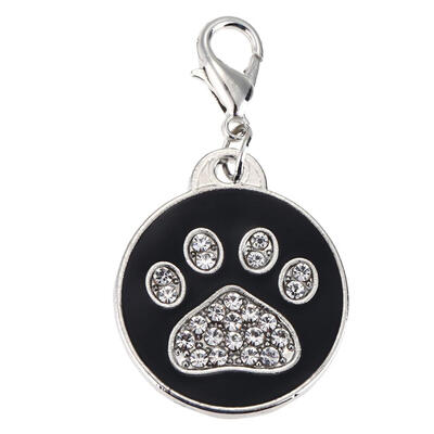 

Pet Cat Dog ID Tags Personalized Round Bone Paw Pattern Alloy Crystal Tag