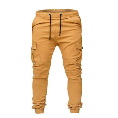 

New Mens Slim Cuffed Hem Trousers Plain Track Sweat Pants Suit Gym Casual Sport