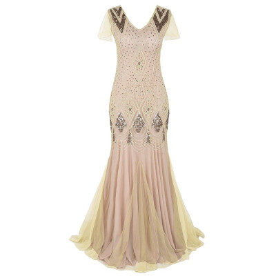 

〖Follure〗Women Vintage 1920s Bead Fringe Sequin Lace Party Flapper Cocktail Prom Dress