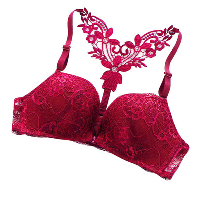 

Toponeto Women Front Buckle Non-steel Bra Sexy Collection Lace Adjustable Underwear