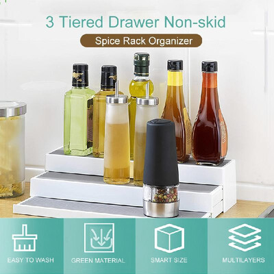 

3 Tiered Expandable Spice Rack Organizer Non-skid Pantry Organizer&Storage for Kitchen Refrigerator Bathroom Craft Room